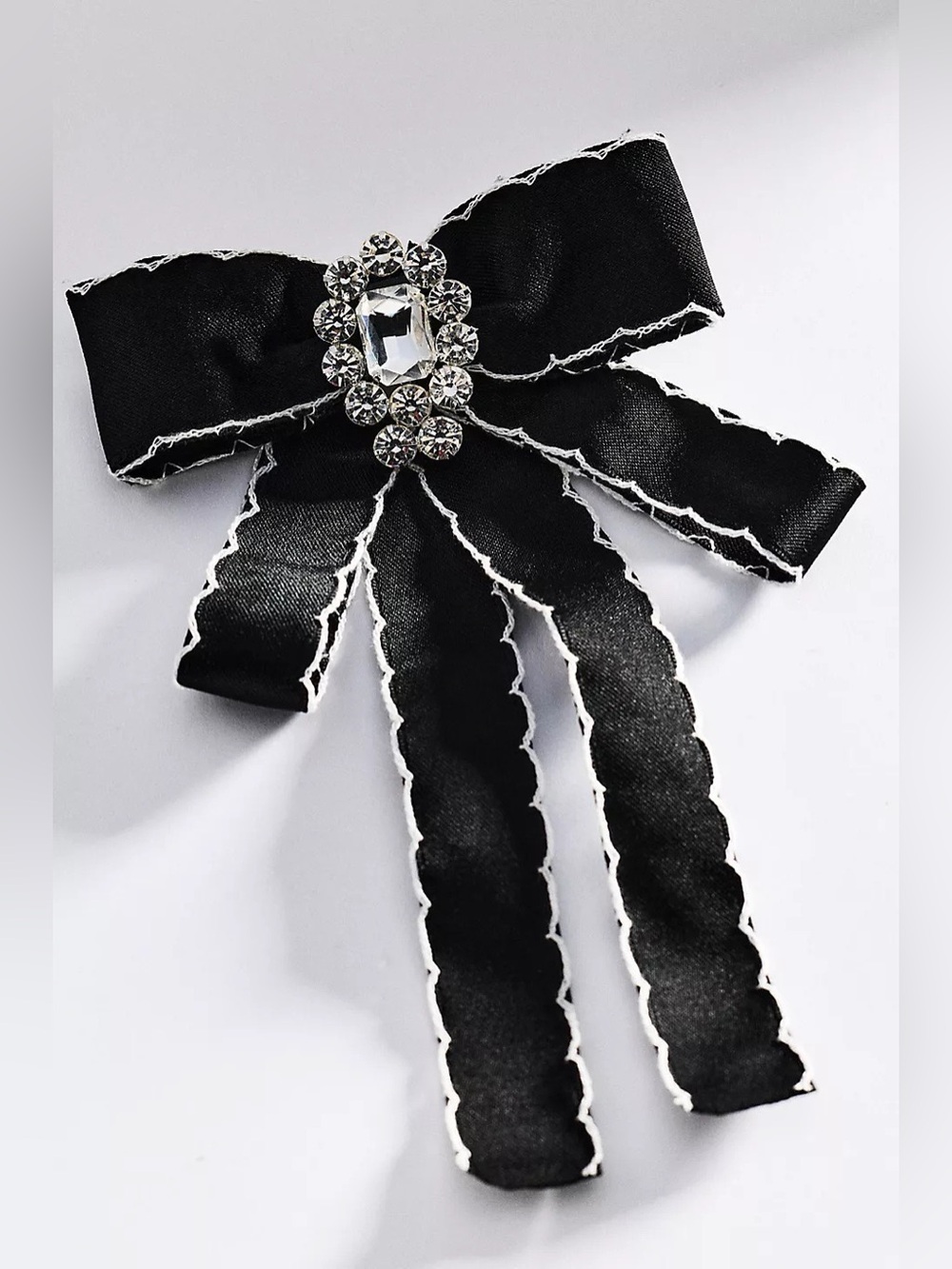 NWT Anthropologie Crystal Bow Brooch Black